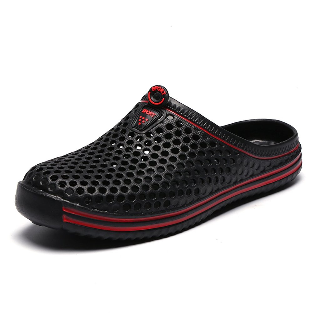 ILINXUAN Womens Mens Bathroom Garden Non-slip Hole Breathable Lightweight Sandals Unisex Beach Quick Drying Sandals Couple Indoor/Outdoor Slippers Black EU 36