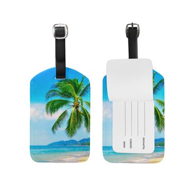 Auskid Tropical Beach Coconut Tree Luggage Tags Travel ID Labels Tag For Baggage Suitcases 1 Piece