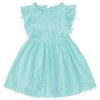 Csbks Toddler Girls Cute Pompoms Lace Floral Elegant Retro Swing Party Dress Blue-Green 140 6 Years view 1