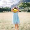 Csbks Toddler Girls Cute Pompoms Lace Floral Elegant Retro Swing Party Dress Blue-Green 140 6 Years view 2
