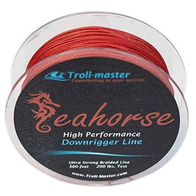 Seahorse Downrigger Braided Line RED 300 Feet 200 Lbs Test