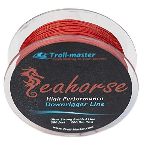 Seahorse Downrigger Braided Line RED 300 Feet 200 Lbs Test