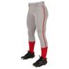Girls' Standard Tournament Low-Rise Youth Softball Pants with Braid, Grey, Scarlet Pipe, Medium view 1