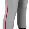Girls' Standard Tournament Low-Rise Youth Softball Pants with Braid, Grey, Scarlet Pipe, Medium view 4