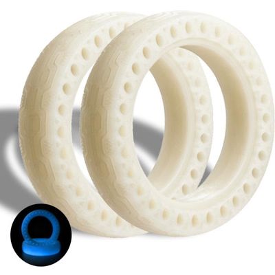 Mi Scooter Tires, Ourleeme Fluorescent Tire, Luminous Solid Tire Honeycomb Rubber Solid Tire Front/Rear Tire Replacement Spare Wheel for Xiaomi M365 Scooter