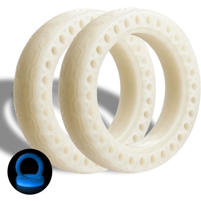 Mi Scooter Tires, Ourleeme Fluorescent Tire, Luminous Solid Tire Honeycomb Rubber Solid Tire Front/Rear Tire Replacement Spare Wheel for Xiaomi M365 Scooter