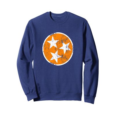 3 Star TN Orange and White Distressed Tennessee State Flag Sweatshirt