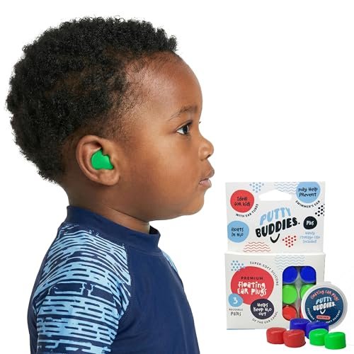 Earvolution Floating Putty Buddies Swim Earplugs - Doctor-Invented, Made in USA, Moldable Premium Silicone Plugs Help Prevent Swimmer's Ear, 3 Pair Pack - Blue/Red/Green