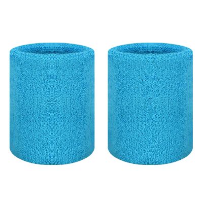 GOGO 2 PCS Terry Cloth Wristband Athletic Wrist Sweatband for Gym Sports Cambridge Blue