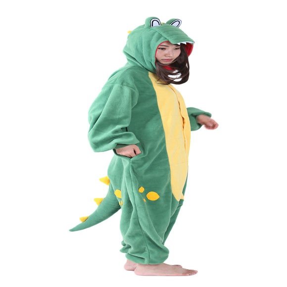 Adult Onesie Animal Green Crocodile Cosplay Halloween Costume One Piece Soft Pyjamas Large