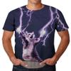 3D Print Cats Call Purple Lightning Short Sleeve T-Shirts for Women Men view 2