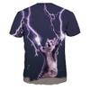 3D Print Cats Call Purple Lightning Short Sleeve T-Shirts for Women Men view 3