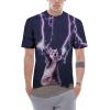 3D Print Cats Call Purple Lightning Short Sleeve T-Shirts for Women Men view 4