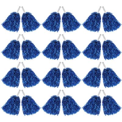 Hooshing 12PCS Cheerleading Pom Poms Metallic Foil Royal Blue with Plastic Handles for Team Sports Dance Party