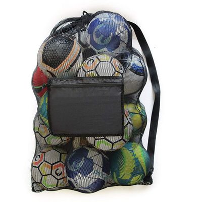 Extra Large Mesh Equipment Bag Heavy Duty Drawstring Net Bag for Balls 10-15 Basketball Volleyball Soccer Storage Sack Football Carrying Bag with Adjustable Shoulder Sports Duffel Bag Swimming Gear