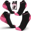Physix Gear Short Compression Socks for Men & Women - Best Low Compression Socks Women & Men with Arch Support, Ideal for Running, Plantar Fasciitis comfort, and Swelling - Ankle, Black/Pink, L/XL view 2