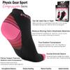 Physix Gear Short Compression Socks for Men & Women - Best Low Compression Socks Women & Men with Arch Support, Ideal for Running, Plantar Fasciitis comfort, and Swelling - Ankle, Black/Pink, L/XL view 3