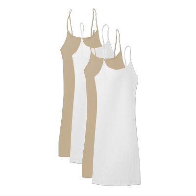 4 Pack Active Basic Women's Basic Tank Top (White/White/Khaki/Khaki)