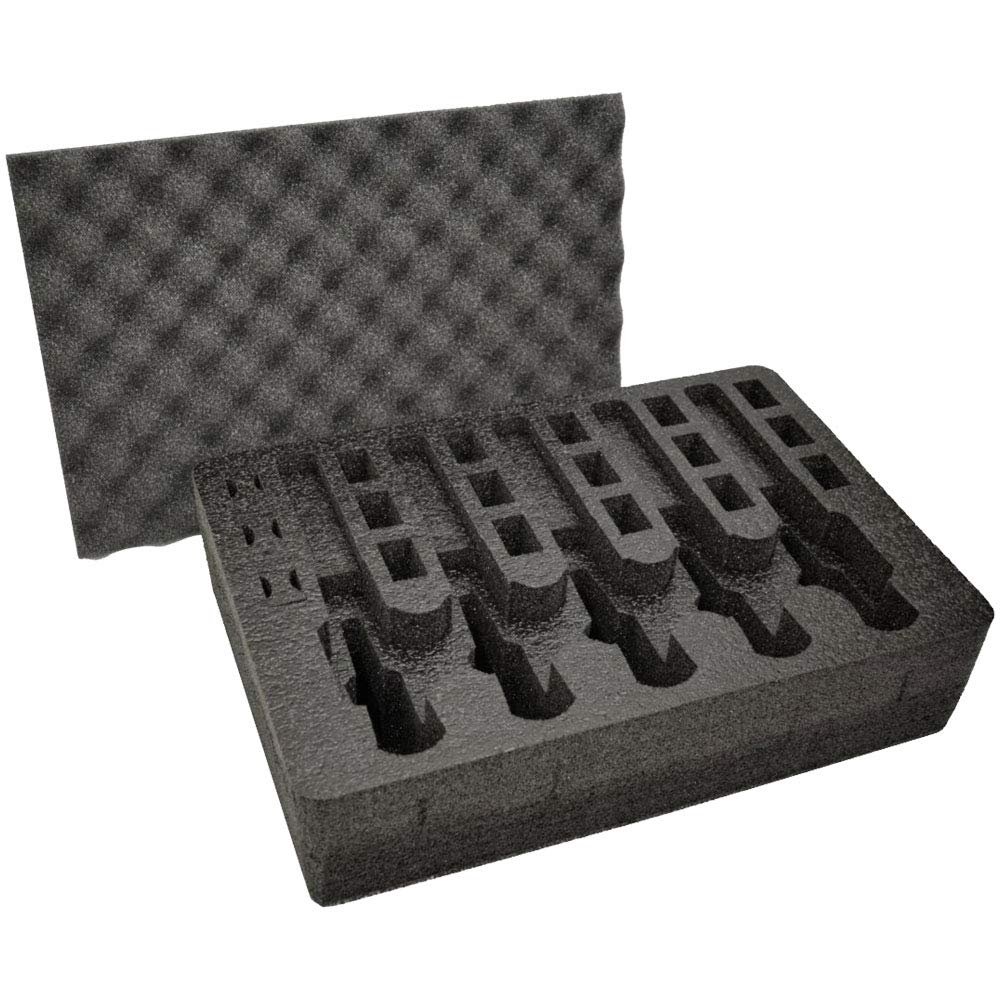 Pistol & Magazine Storage Foam Insert For Apache 4800 Case | 2 Piece Set | Pre-Cut Military Grade Polyethylene Foam Base And Protective Lid Foam Insert (Case Not Included)