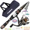 PLUSINNO Fishing Rod and Reel Combos, Toray 24-Ton Carbon Matrix Telescopic Fishing Rod, 12 +1 Shielded Bearings Stainless Steel BB Spinning Reel view 1