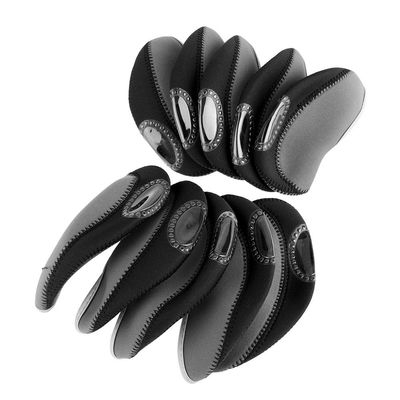 10-Piece Golf Iron Head Covers Set, Neoprene Protective Club Headcovers, Grey and Black, Universal Fit with Number Window