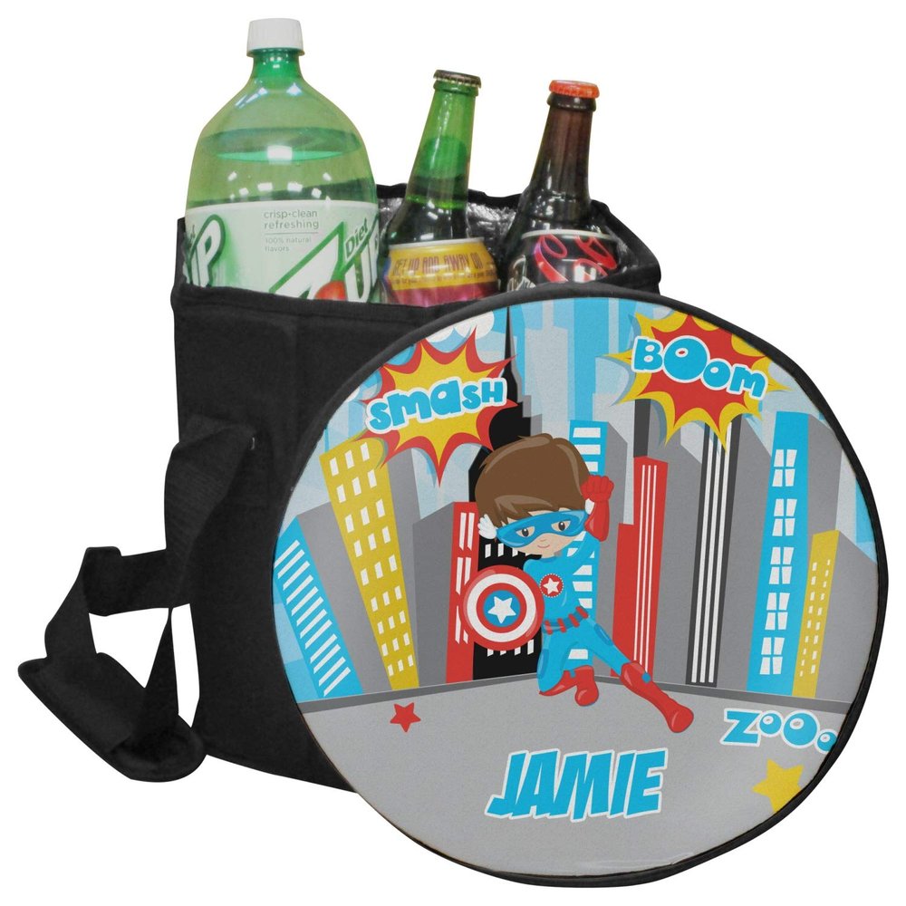 YouCustomizeIt Personalized Superhero in The City Collapsible Cooler & Seat