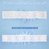 2 Pieces Wedding Garters for Bride Sexy Lace Leg Garter Belt Hand Sewn Faux Pearls Bride Garter Set(Sky Blue) view 2