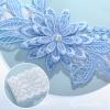 2 Pieces Wedding Garters for Bride Sexy Lace Leg Garter Belt Hand Sewn Faux Pearls Bride Garter Set(Sky Blue) view 3