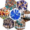 Ueerdand Pack of 4 Cheerleading Pom Poms Foil Plastic Metallic Cheerleader Pom Poms for Cheer Sport Kids Adults Team Spirit Cheering (Blue/Silver) view 4