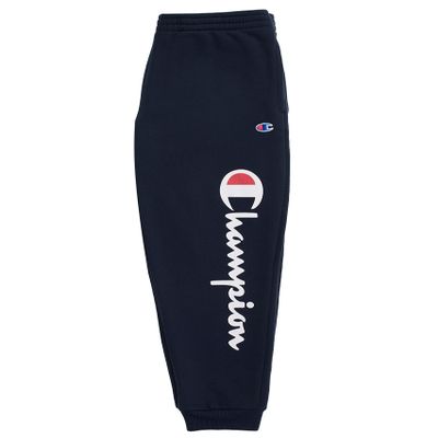 Champion Boys Sweatpant Heritage Collection Slim Fit Brushed Fleece Big and Little Boys Kids (Medium, Navy Script)