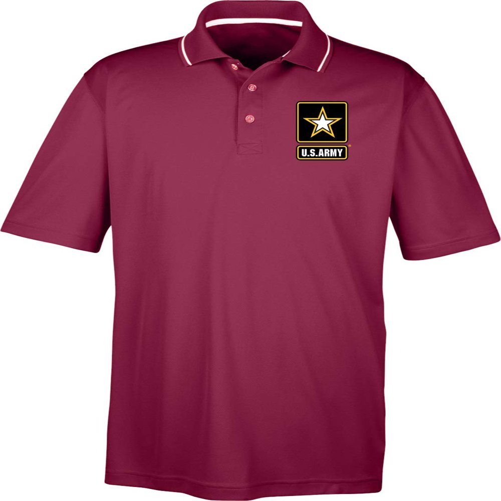 Buy Cool Shirts US Army Pocket Print Two Tone Polo, Maroon Medium