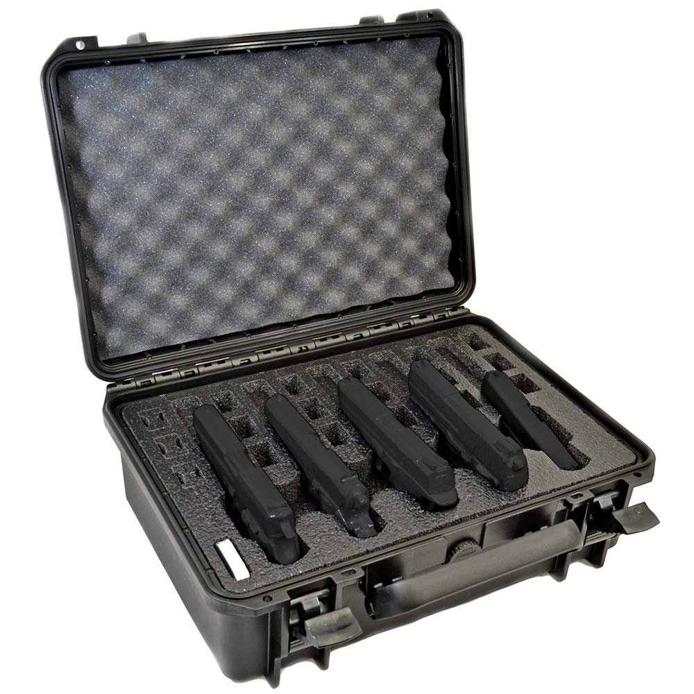 5 Pistol 18 Magazine DORO Gun Case with Black Custom Foam Insert - Waterproof, Heavy Duty - Tactical Firearms and Ammunition Holder, 18 x 14 x 7-Inches