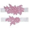 Beautiful Pink Lace Bridal Garter Set with Rhinestone Wedding Garters for Brides view 1
