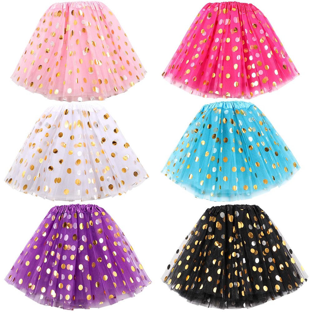 ACEHOOD 6 Pcs Tutus for Girls 3 Layer Ballet Tutus Skirts Birthday Party Favor Princess Dress Up (6 Pcs D)