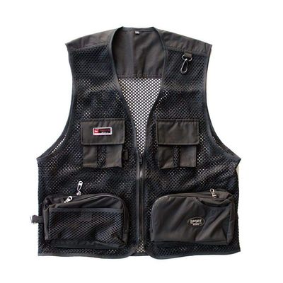 Rizanee Foldable Outdoor Fishing Camping Travel Mesh Vest, Multi-Pockets Photography Lightweight Vests (Black, US 2XL / Tag 4XL)