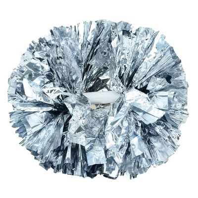 Hooshing 2PCS Silver Pom Poms Cheerleading with Baton Handle for Team Spirit School Sports Dance Cheering