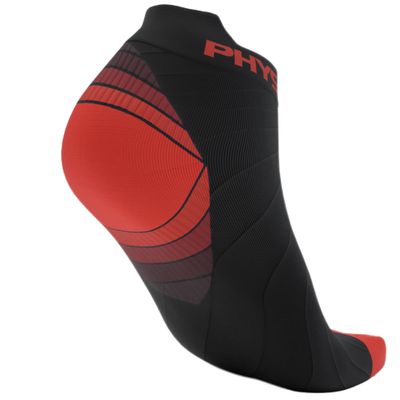 Physix Gear Short Compression Socks for Men & Women - Best Low Compression Socks Women & Men with Arch Support, Ideal for Running, Plantar Fasciitis comfort, and Swelling - Ankle, Black/Red, S/M