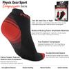 Physix Gear Short Compression Socks for Men & Women - Best Low Compression Socks Women & Men with Arch Support, Ideal for Running, Plantar Fasciitis comfort, and Swelling - Ankle, Black/Red, S/M view 3