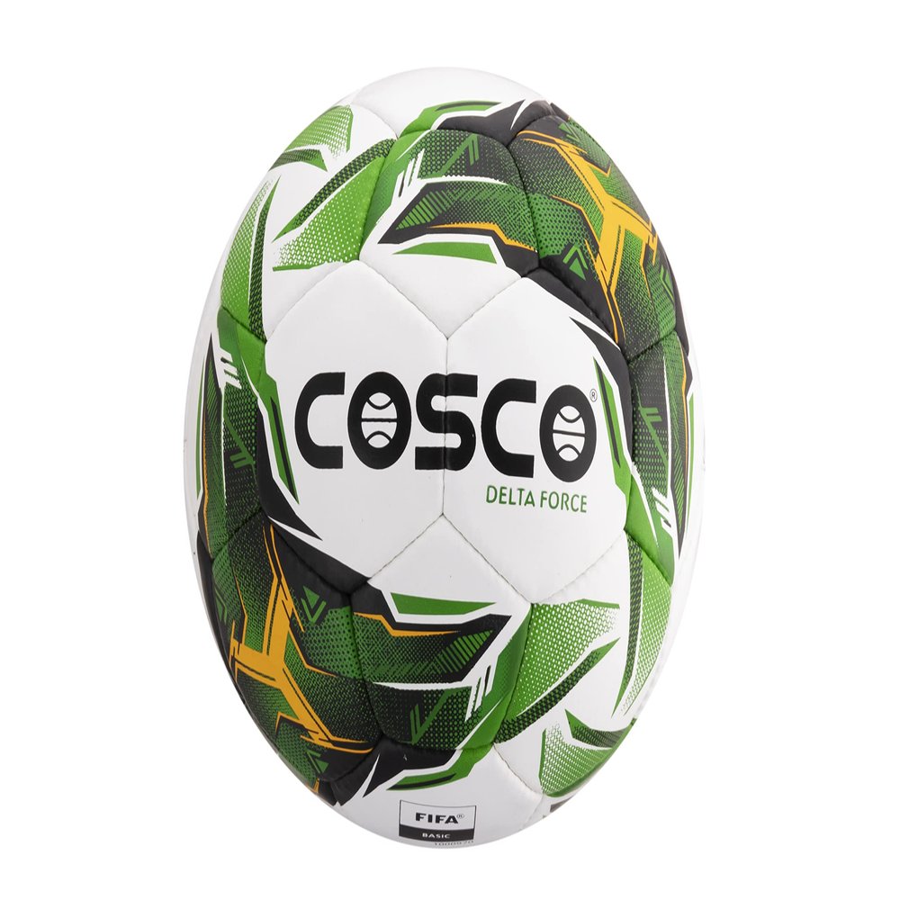 Cosco Delta Force Rubber Laminate Hand-Sewn Football Size 5, Multi-Colour
