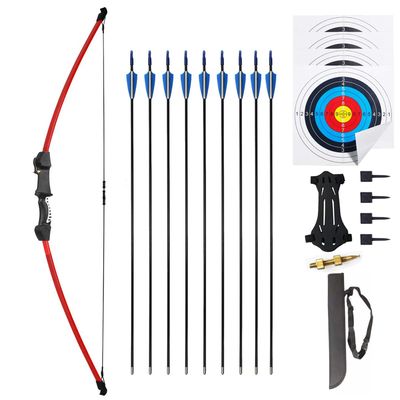 Mxessua 45" Youth Bow and Arrows Set for Kids 8-12 Teens Recurve Archery Beginner Gift Longbow Kit 9 Arrows, 4 Target Face Toy for Backyard Game Age 12-14 14-16 Red