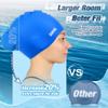 Aegend Swim Caps for Long Hair, Durable Silicone Swimming Caps for Women Men Adults Youths, Easy to Put On and Off, Waterproof Swim Hats Bathing Caps to Keep Hair Dry, 2 Pack, Black Blue view 2
