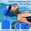 Aegend Swim Caps for Long Hair, Durable Silicone Swimming Caps for Women Men Adults Youths, Easy to Put On and Off, Waterproof Swim Hats Bathing Caps to Keep Hair Dry, 2 Pack, Black Blue view 3
