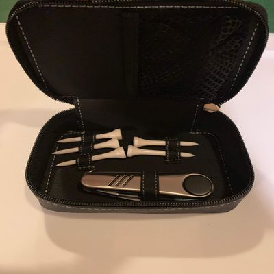 All in one Golf Bag Accessories - 4 Tees- 1 Multi Purpose Tool with Club Cleaner,Divot Fixer, Ball Maker