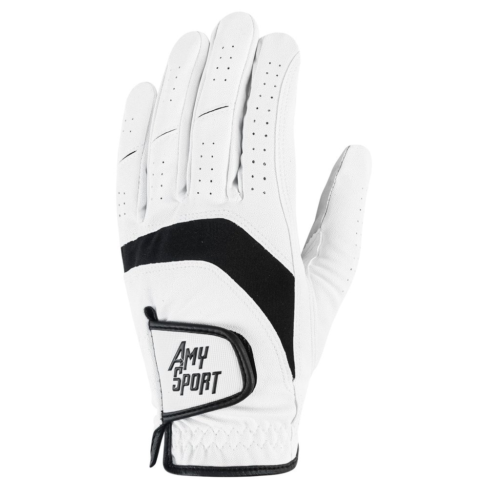Amy Sport Golf Gloves Men Right Handed Golfer Left Hand 1 or 3 Pack PU Leather All Weather Grip Soft Breathable Flexible for Mens (Pure White-1 Pack, M/Large, Left)