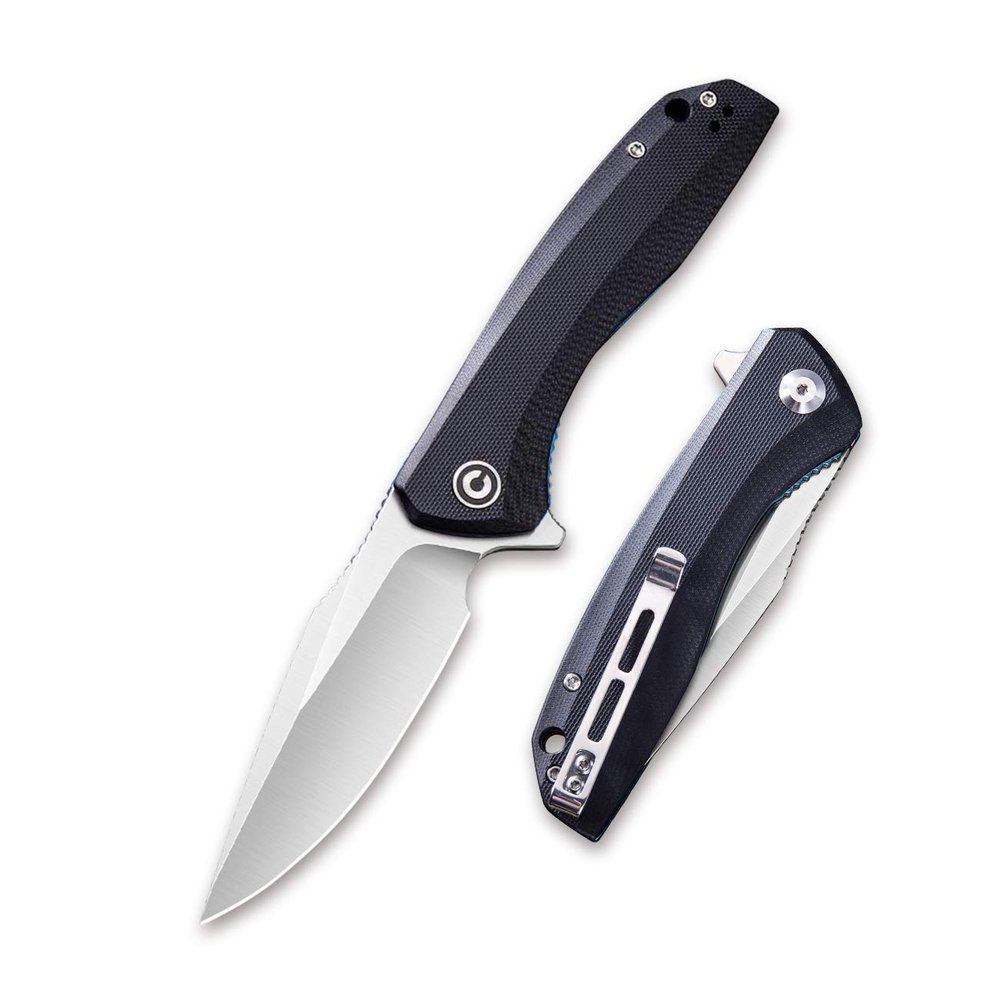 CIVIVI Liner Lock Folding Knife Baklash 3.5" Satin Blade G10 Handles, Reversible Pocket Clip C801C (Black)