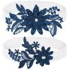 2 Pieces Wedding Garters for Bride Sexy Lace Leg Garter Belt Hand Sewn Faux Pearls Bride Garter Set(Navy Blue) view 1