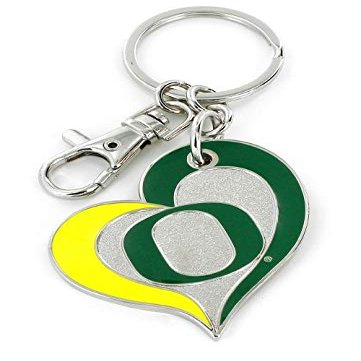 aminco University of Oregon Swirl Heart Keychain