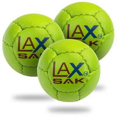 Lax Sak Soft Practice Lacrosse Balls - Same Weight & Size as a Regulation Lacrosse Balls, Great for Indoor & Outdoor Practices, Less Bounce & Minimal Rebounds - Lime Green, 3 Pack