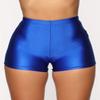 Women's Sexy Shiny Metallic Liquid Wet Look High Waist Shorts Hot Pants Dance Yoga Booty Shorts Clubwear (Blue, XL) view 4