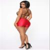 Women's Sexy Shiny Metallic Liquid Wet Look High Waist Shorts Hot Pants Dance Yoga Booty Shorts Clubwear (Red, L) view 4